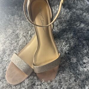 Betsey Johnson Gold Heels with Glittery Ankle Strap​